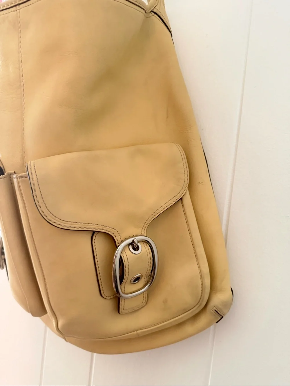 Vintage Coach Bleecker Leather Extra Large Duffle Shoulder Bag Yellow F13356